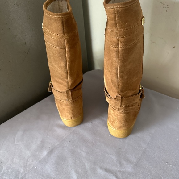 Coach Tan Suede Heeled Boots - Picture 1 of 8